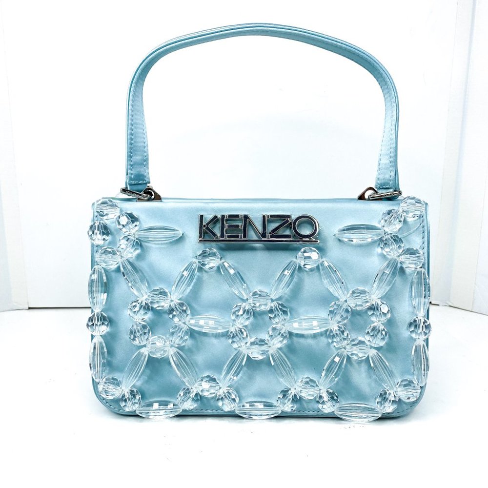 Kenzo Glacier Top Handle Silvertone Logo Bag - Picture 10 of 10